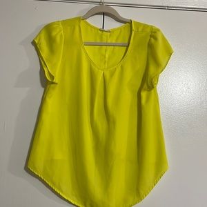 Medium Bright Neon Yellow See Through blouse